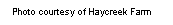 Text Box: Photo courtesy of Haycreek Farm 